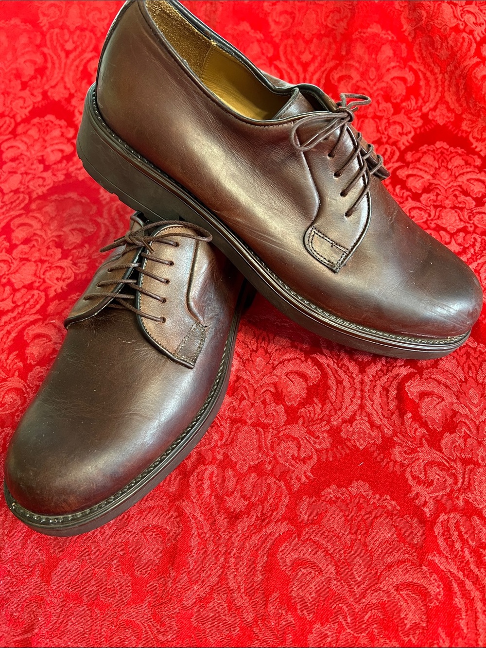 Bostonian Strada Men’s 8M Brown Leather Derby Shoes Made in Italy Plain Toe